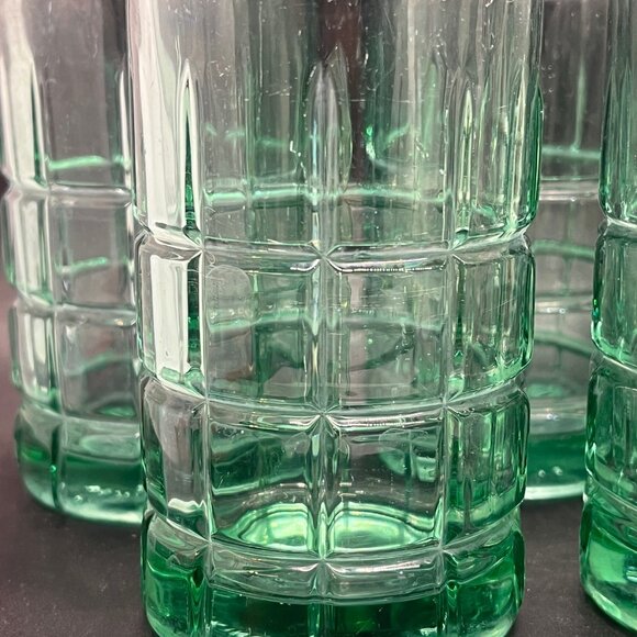 Vintage Anchor Hocking Light Green Tartan Juice Glasses Replacement 4” lot Of 4 - Picture 4 of 8